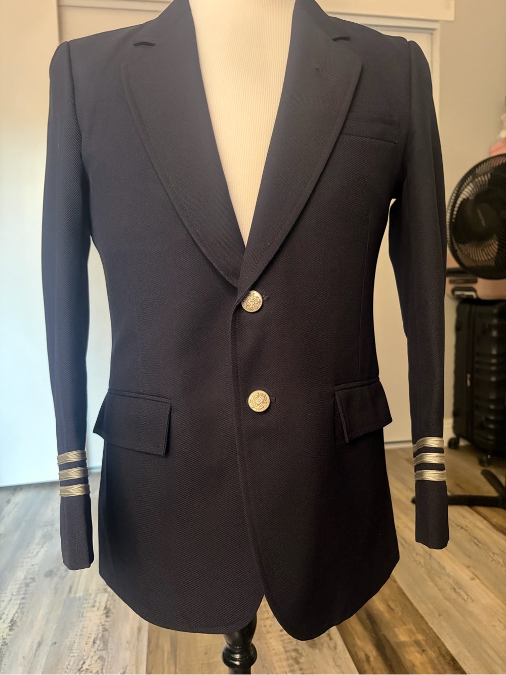 Men's Navy Blazer with Silver Cuff Accents